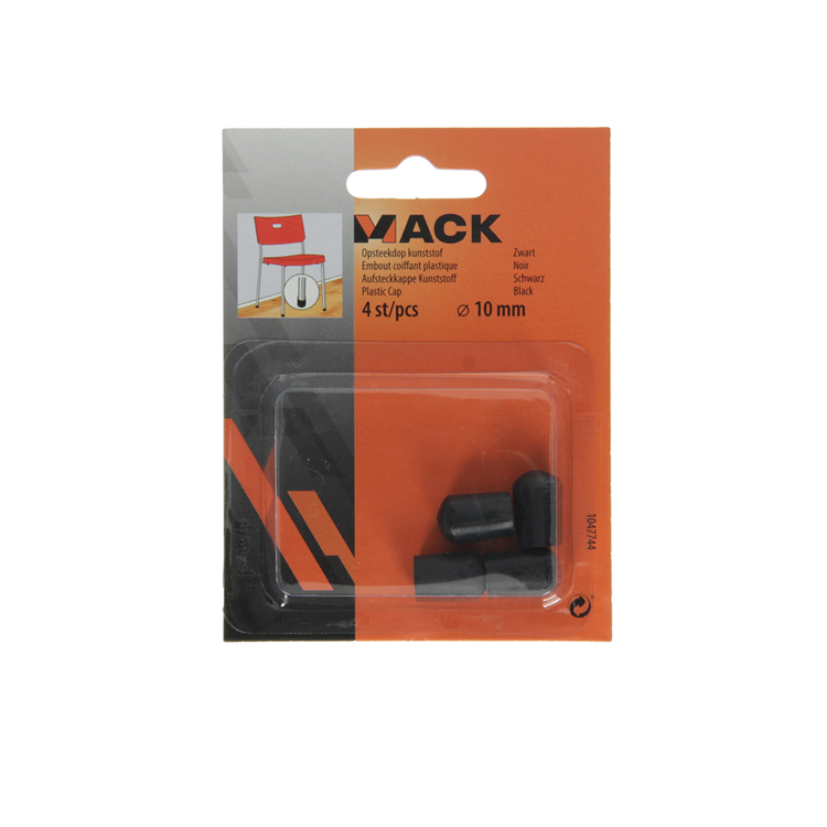 Mack 1047744 - tappo in plastica nero ø 10 mm 4 pz | 6 pezzi