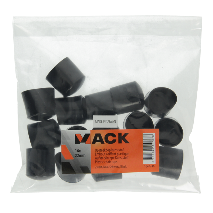 Mack 1047746 - tappo in plastica nero ø 22 mm 16 pz | 6 pezzi
