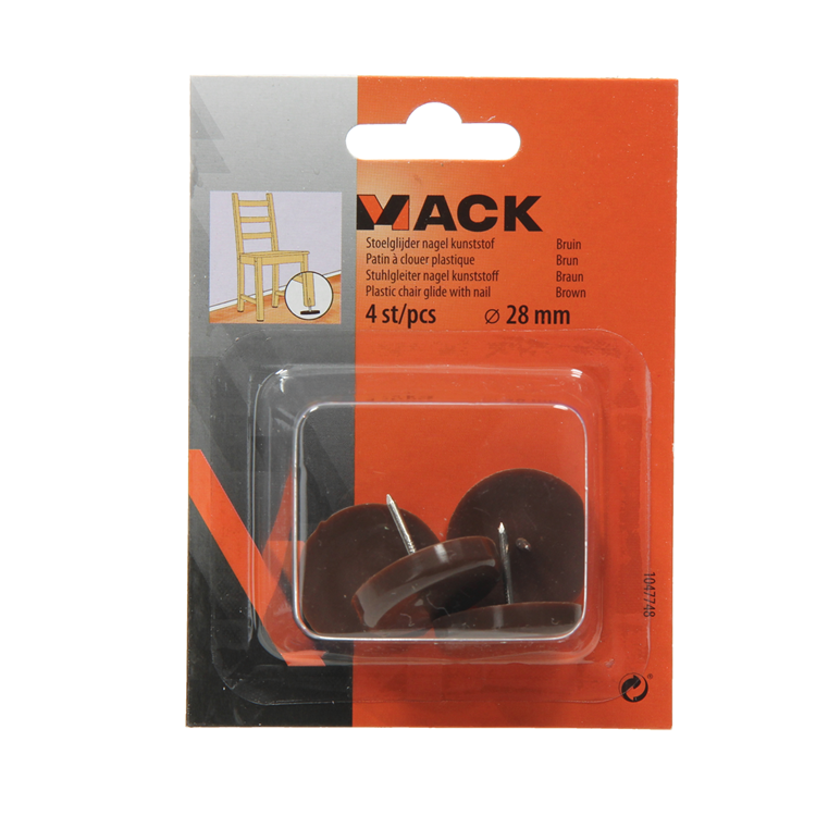 Mack 1047748 - chiodo scorrevole per sedia plastica marrone ø 28 mm 4 pz | 6 pezzi