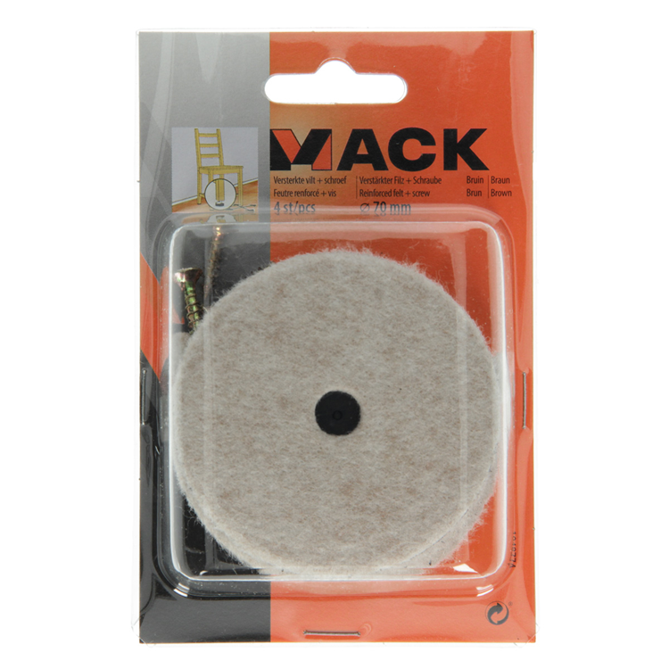 Mack 1048774 - feltro rinforzato + vite marrone ø 70 mm 4 pz | 6 pezzi