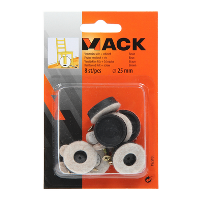 Mack 1048784 - feltro rinforzato + vite marrone ø 25 mm 8 pz | 6 pezzi
