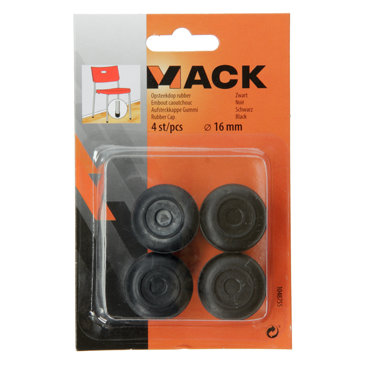 Mack 1048755 - rubber plug black ø 16 mm 4 pcs | 6 pieces