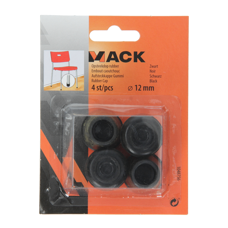 Mack 1048756 - tappo in gomma nero ø 12 mm 4 pz | 6 pezzi