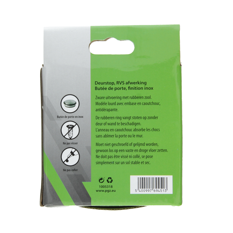 Mack 1005318 - tope de puerta pesado aspecto acero inoxidable 1,3 kg ø 95 mm 1 ud ud | 6 piezas