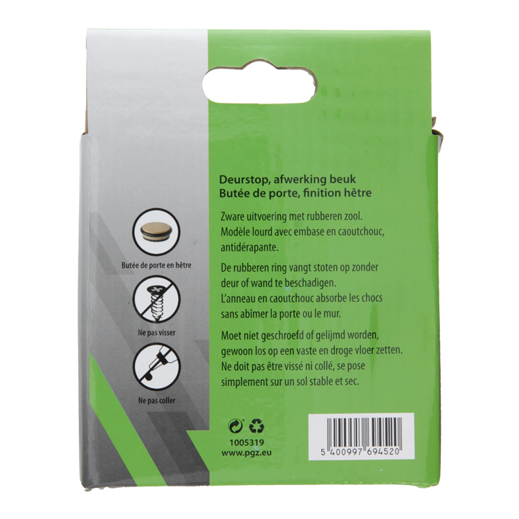 Mack 1005319 - tope de puerta pesado madera 1,3 kg ø 95 mm 1 ud ud | 6 piezas