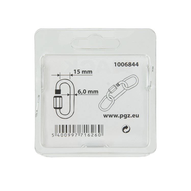 Mack 1006844 - 1 eslabón vacío galvanizado + tuerca bl 6mm | 5 piezas