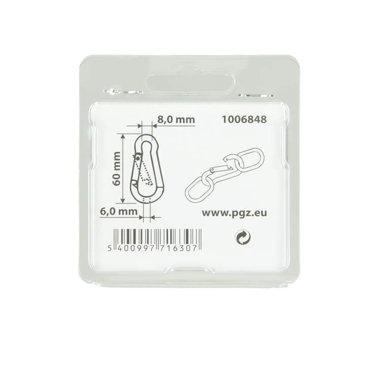 Mack 1006848 - 1 mosquetón + muelle galvanizado bl 60x6mm | 5 piezas