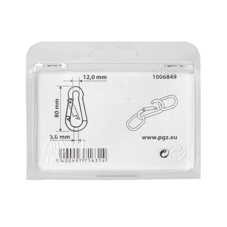 Mack 1006849 - 1 mosquetón + muelle galvanizado bl 80x8mm | 5 piezas