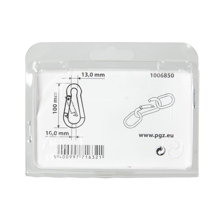 Mack 1006850 - 1 mosquetón + muelle galvanizado bl 100x10mm | 5 piezas