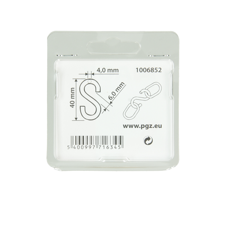 Mack 1006852 - 2 ganchos en S abiertos galvanizados bl 4.0x35mm | 5 piezas