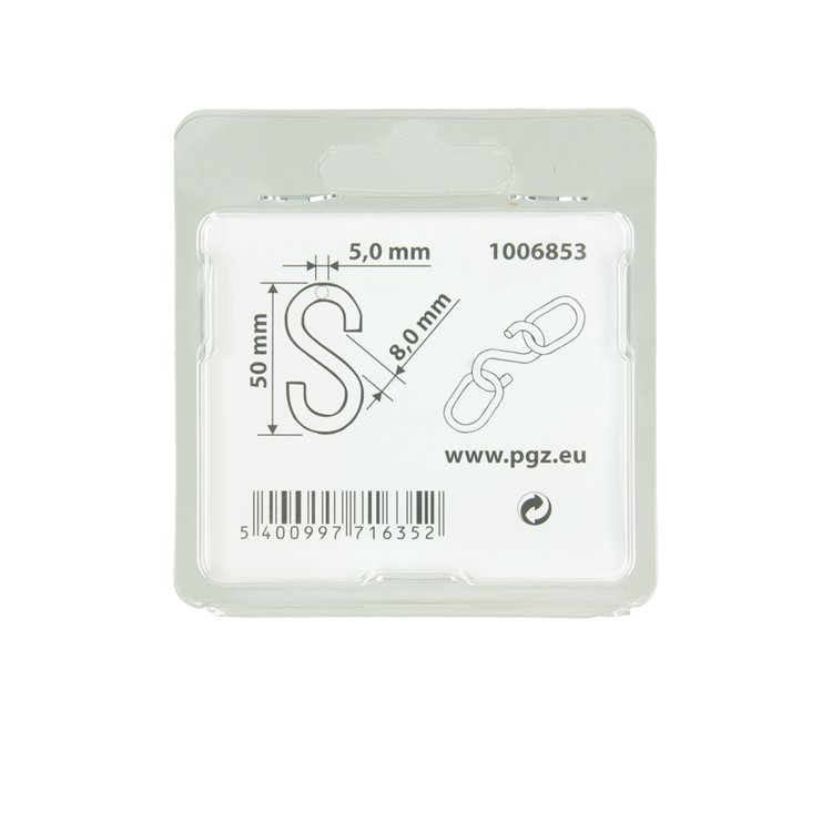Mack 1006853 - 2 ganchos en S abiertos galvanizados bl 5.0x45mm | 5 piezas