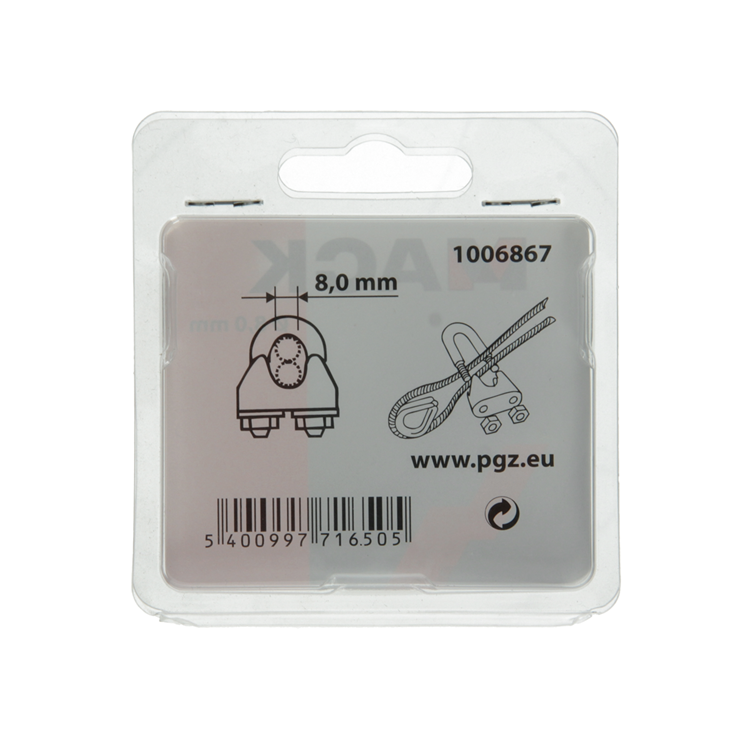 Mack 1006867 - 2 abrazaderas de alambre de acero crosby galvanizado 8mm bl | 5 piezas