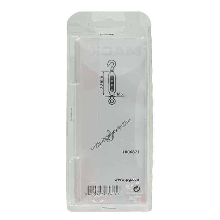 Mack 1006871 - 2 tensores: ojo + gancho galvanizado m5x70mm bl | 5 piezas