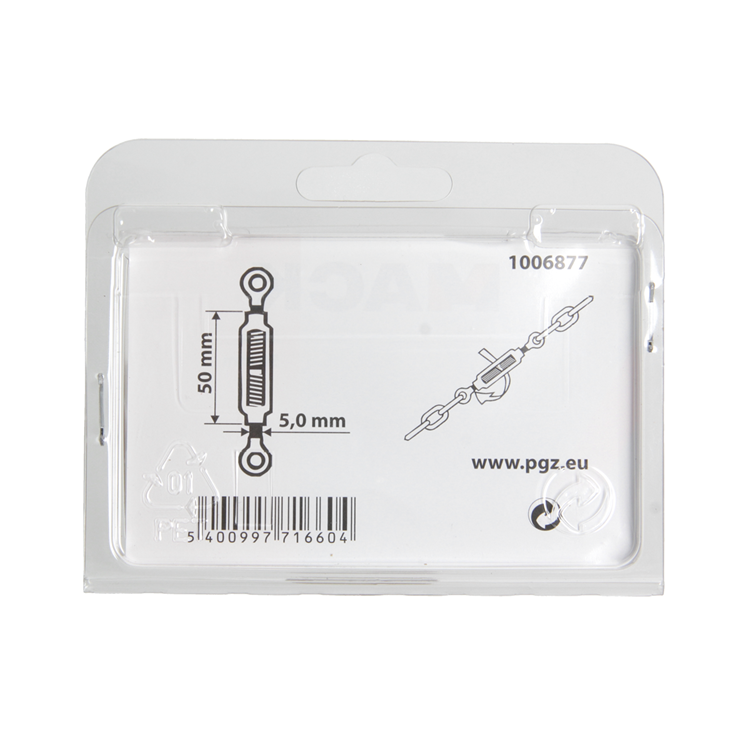 Mack 1006877 - 2 tensores 2 ojales galvanizados m5x50mm bl | 5 piezas