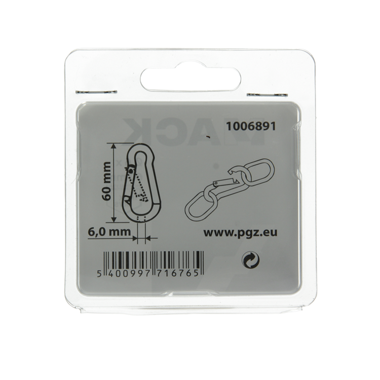 Mack 1006891 - 1 mosquetón + muelle acero inoxidable 60x6mm bl | 5 piezas