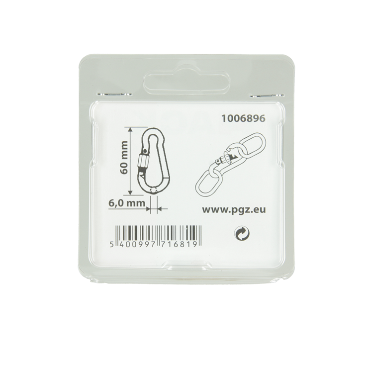 Mack 1006896 - 1 mosquetón + candado. galvanizado 6mm azul | 5 piezas