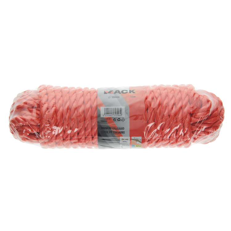 Mack 1006920 - Hilo naranja retorcido pp 10mm 15m | 5 piezas