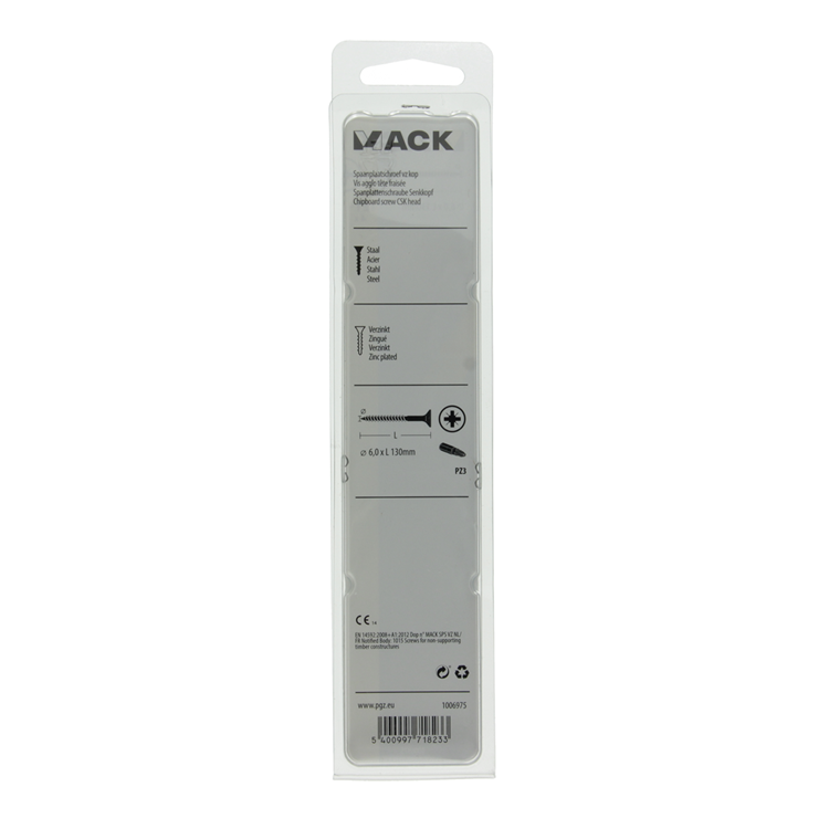 Mack 1006975 - tornillo para aglomerado con cabeza galvanizado amarillo 4uds 6 x 130mm | 5 piezas
