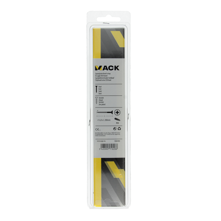 Mack 1006980 - tornillo para aglomerado con cabeza galvanizado amarillo 4uds 6 x 200mm | 5 piezas
