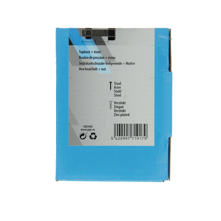 Mack 1007069 - perno macho + tuerca galvanizado 100 piezas 5 x 20 mm | 5 piezas