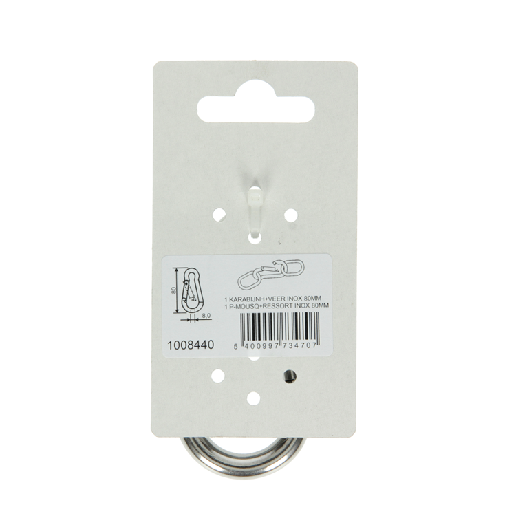 Mack 1008440 - 1 mosquetón + muelle 8 x 80mm acero inoxidable | 10 piezas