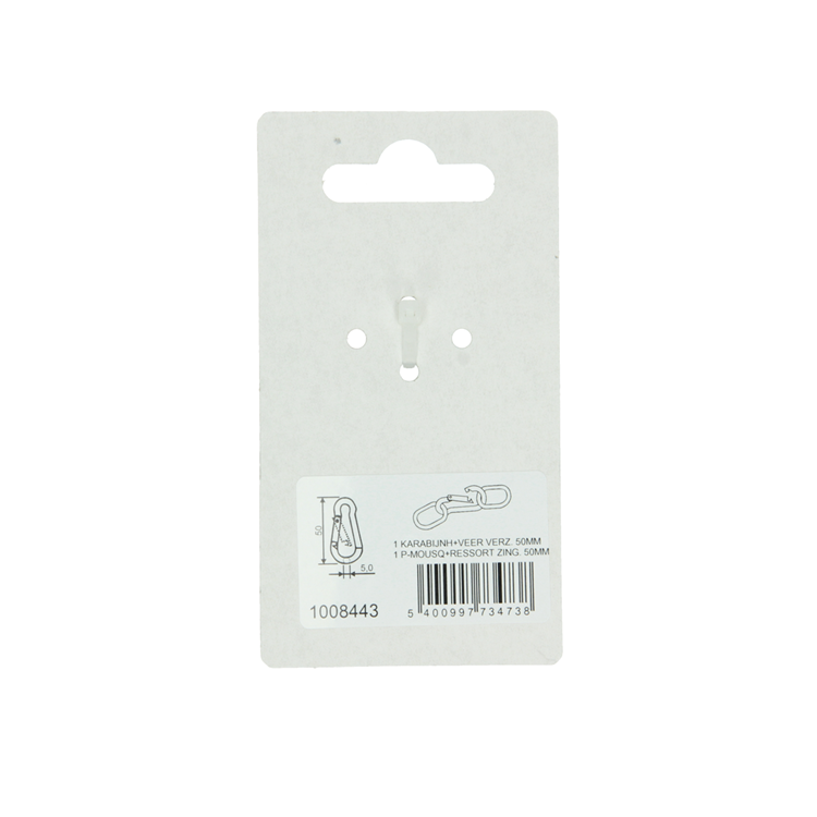 Mack 1008443 - 1 mosquetón + muelle 5 x 50mm galvanizado | 10 piezas