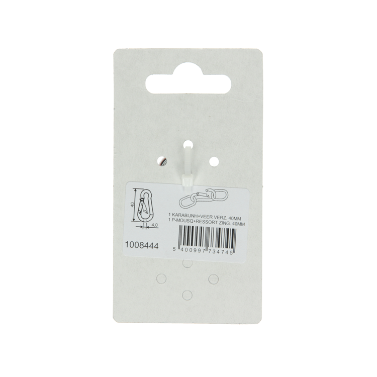 Mack 1008444 - 1 mosquetón + muelle 4 x 40mm galvanizado | 10 piezas