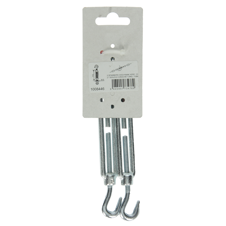 Mack 1008446 - 2 tensores ojo + gancho m6 x 110mm galvanizado | 10 piezas