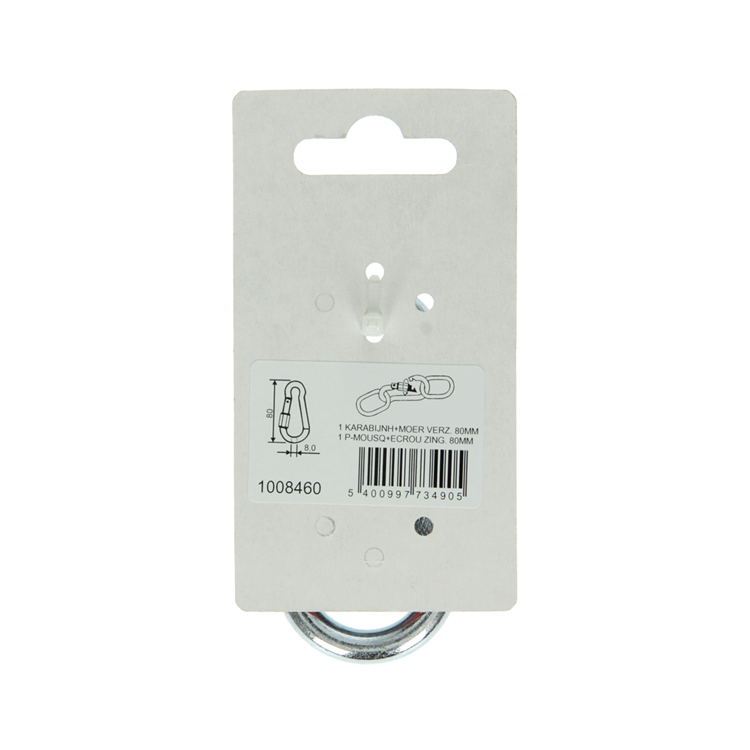 Mack 1008460 - 1 mosquetón + correa de bloqueo 8 x 80 mm galvanizado | 10 piezas