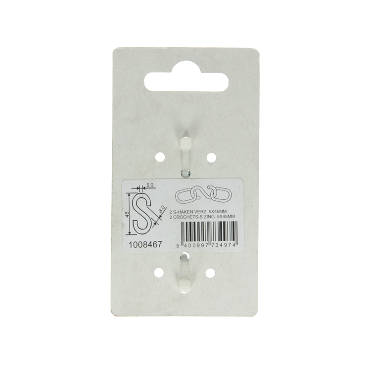 Mack 1008467 - 2 ganchos en S abiertos 5,0 x 45 galvanizados | 10 piezas