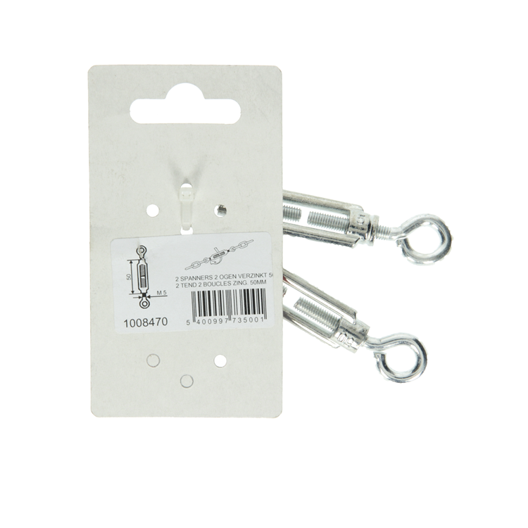 Mack 1008470 - 2 tensores 2 ojales m5 x 50mm galvanizados | 10 piezas