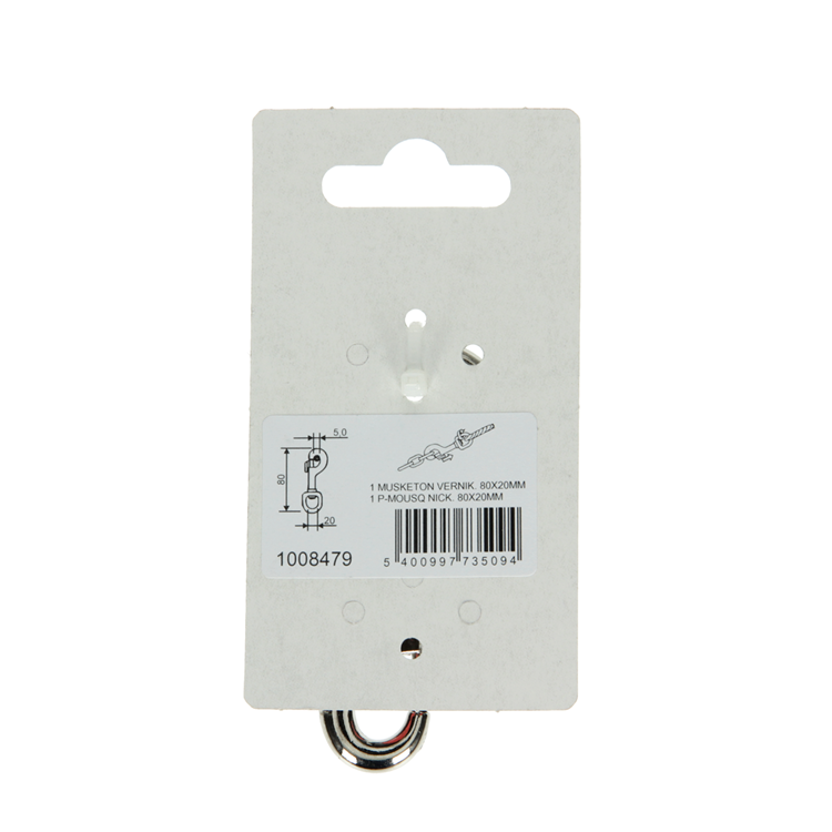 Mack 1008479 - 1 mosquetón 20 x 80 mm niquelado | 10 piezas