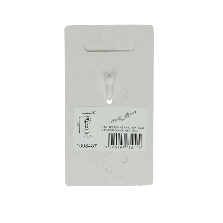 Mack 1008487 - 1 mosquetón 13 x 68mm niquelado | 10 piezas