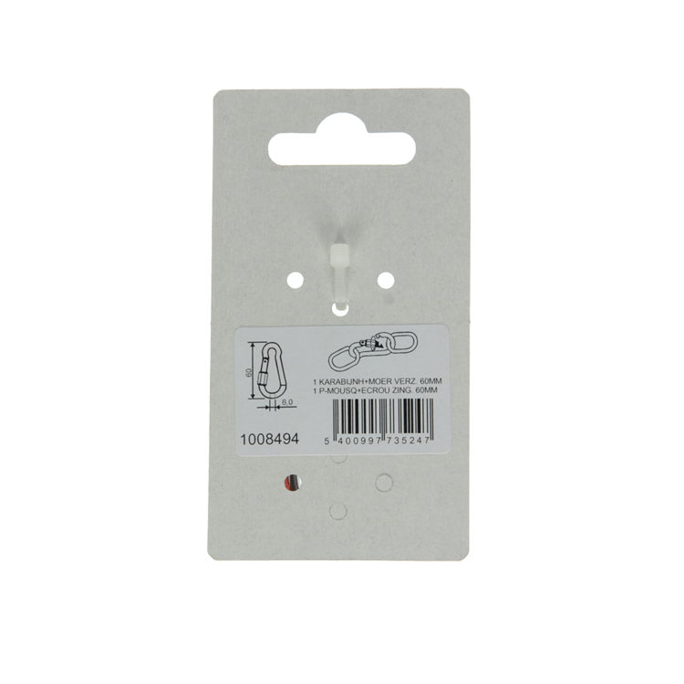 Mack 1008494 - 1 mosquetón + correa de bloqueo. 6 x 60 mm galvanizado | 10 piezas