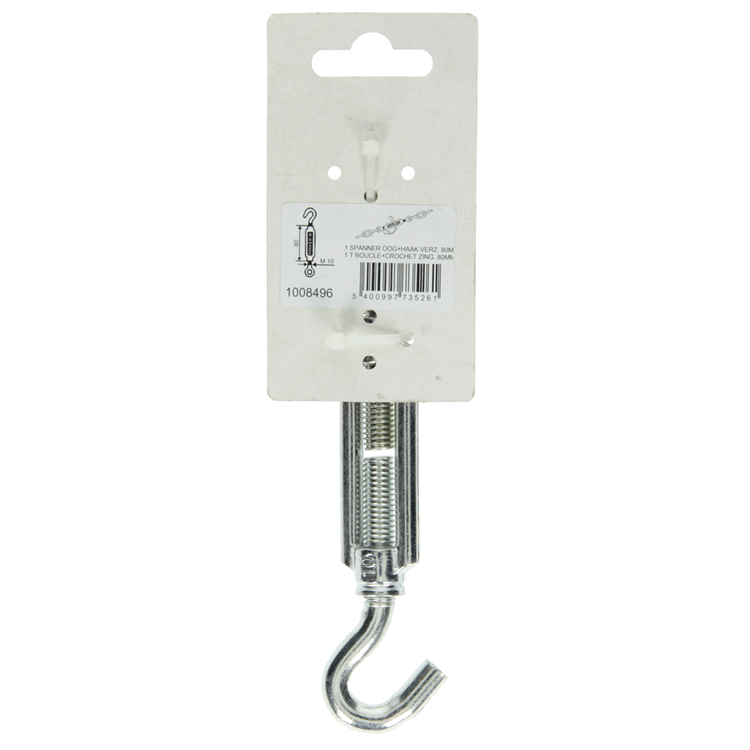 Mack 1008496 - 1 ojo tensor + gancho m10 x 80mm galvanizado | 10 piezas