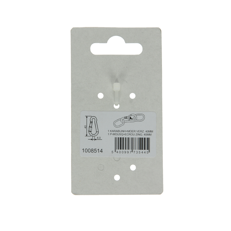 Mack 1008514 - 1 mosquetón + correa de bloqueo. 4 x 40 mm galvanizado | 10 piezas