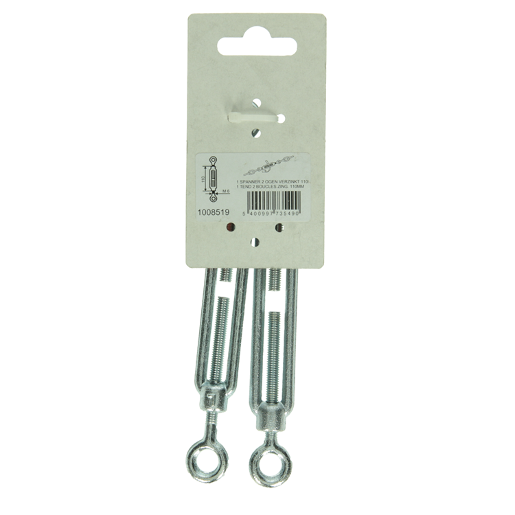 Mack 1008519 - 2 tensores 2 ojales m6 x 60mm galvanizados | 10 piezas
