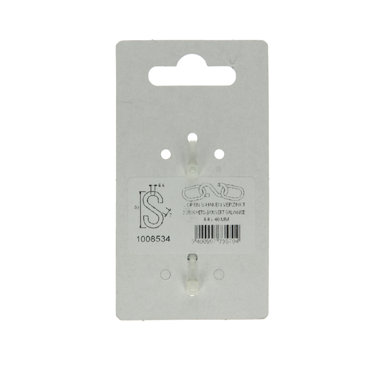 Mack 1008534 - 2 ganchos en S abiertos 4,4 x 40 mm galvanizados | 10 piezas