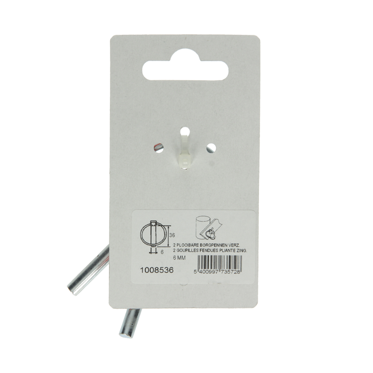 Mack 1008536 - 2 pasadores de bloqueo plegables 6mm galvanizados | 10 piezas