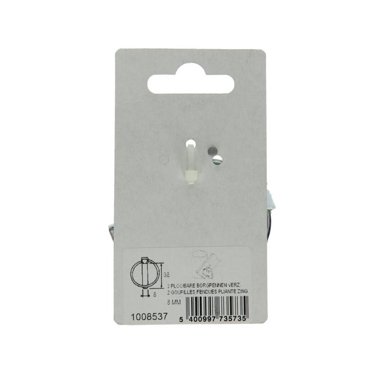 Mack 1008537 - 2 pasadores de bloqueo plegables 8mm galvanizados | 10 piezas