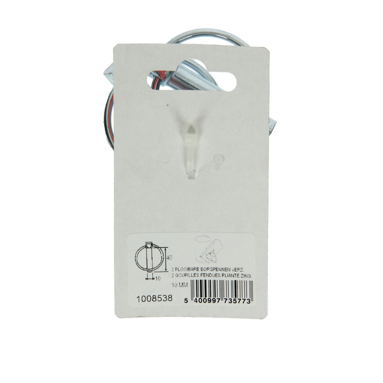 Mack 1008538 - 2 pasadores de bloqueo plegables 10mm galvanizados | 10 piezas