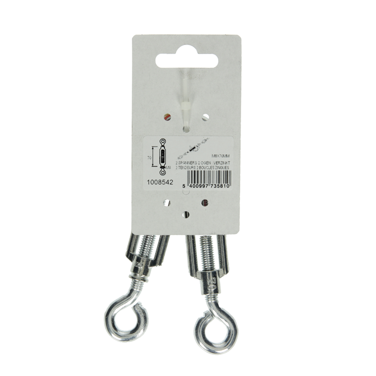Mack 1008542 - 2 tensores 2 ojales m8 x 70mm galvanizados | 10 piezas
