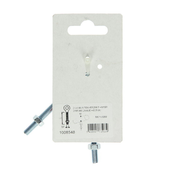 Mack 1008548 - 2 cáncamos + tuerca m6 x 60mm galvanizados | 10 piezas