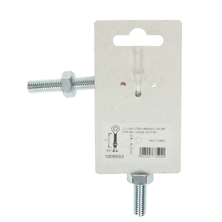 Mack 1008553 - 2 cáncamos + tuerca m10 x 60mm galvanizados | 10 piezas