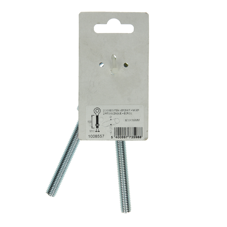 Mack 1008557 - 2 cáncamos + tuerca m10 x 100mm galvanizados | 10 piezas