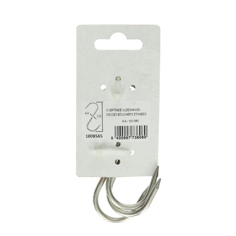 Mack 1008565 - 3 ganchos para carne enlatada 4,4 x 100 mm | 10 piezas