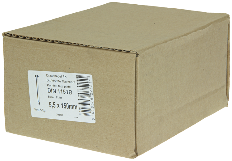 1015659 - caja 5kg. clavos cabeza plana 5,5x150 mm | 2 piezas