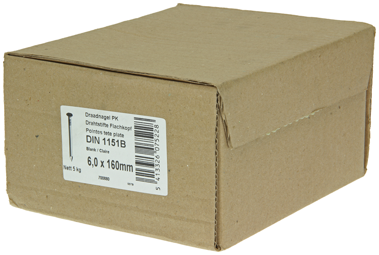 1015660 - caja 5kg. clavos cabeza plana 6,0x160 mm | 2 piezas