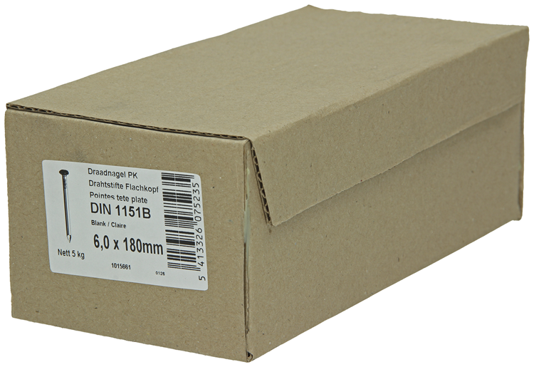 1015661 - caja 5kg. clavos cabeza plana 6,0x180 mm | 2 piezas