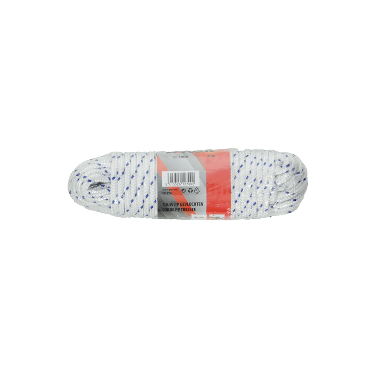 Mack 1014932 - pp braided white blue strand5mm 20m | 5 pieces